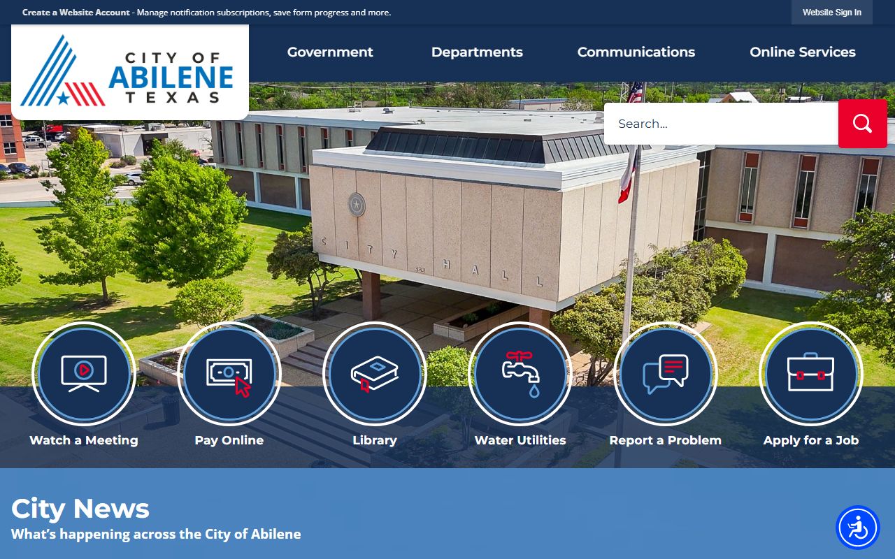 City of Abilene homepage for divorce records reference