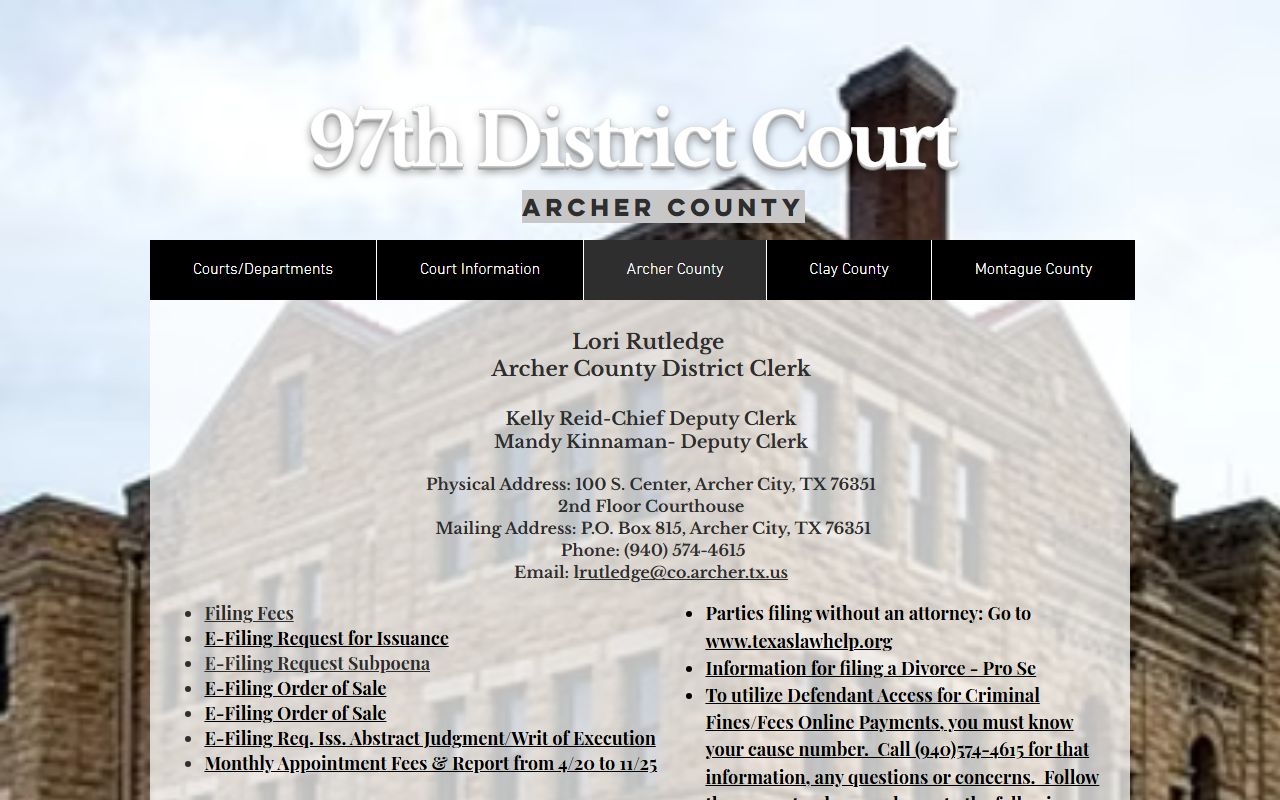 Archer County divorce records - 97th District Court website