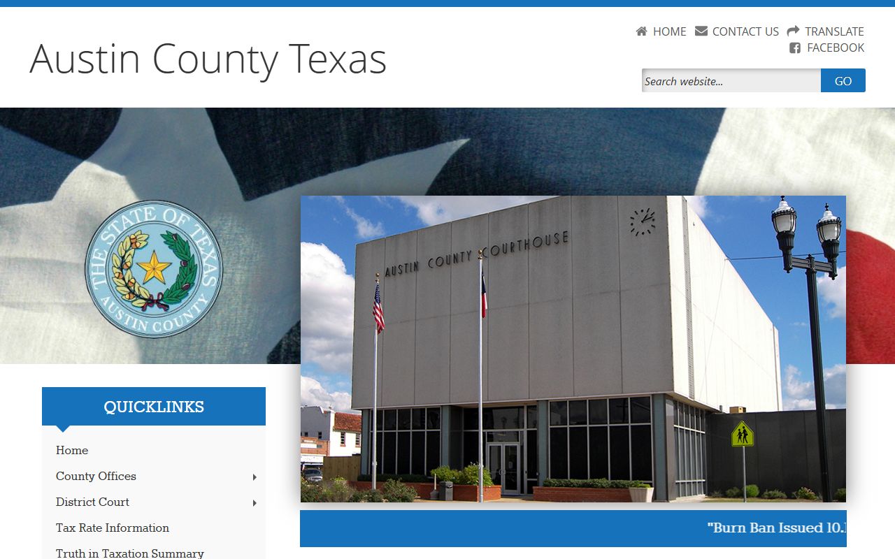 Austin County divorce records - county homepage