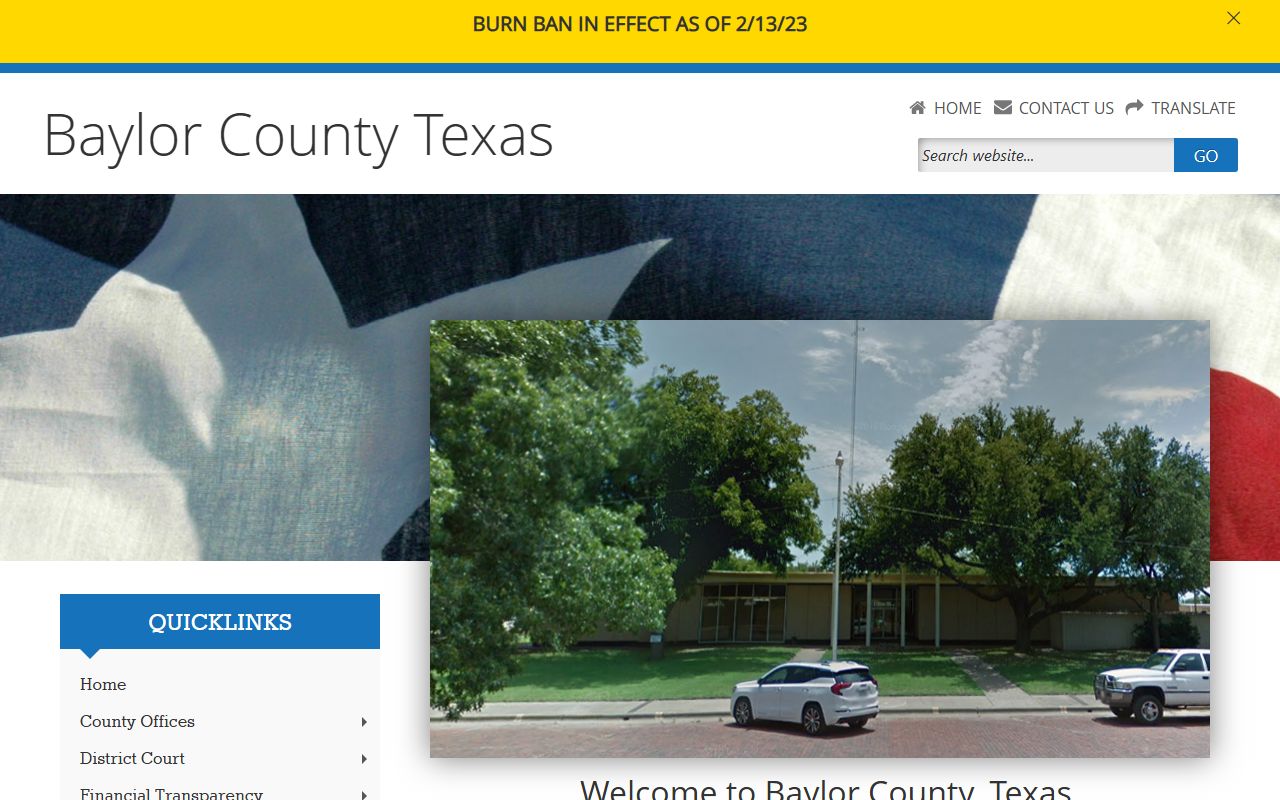 Baylor County homepage divorce records