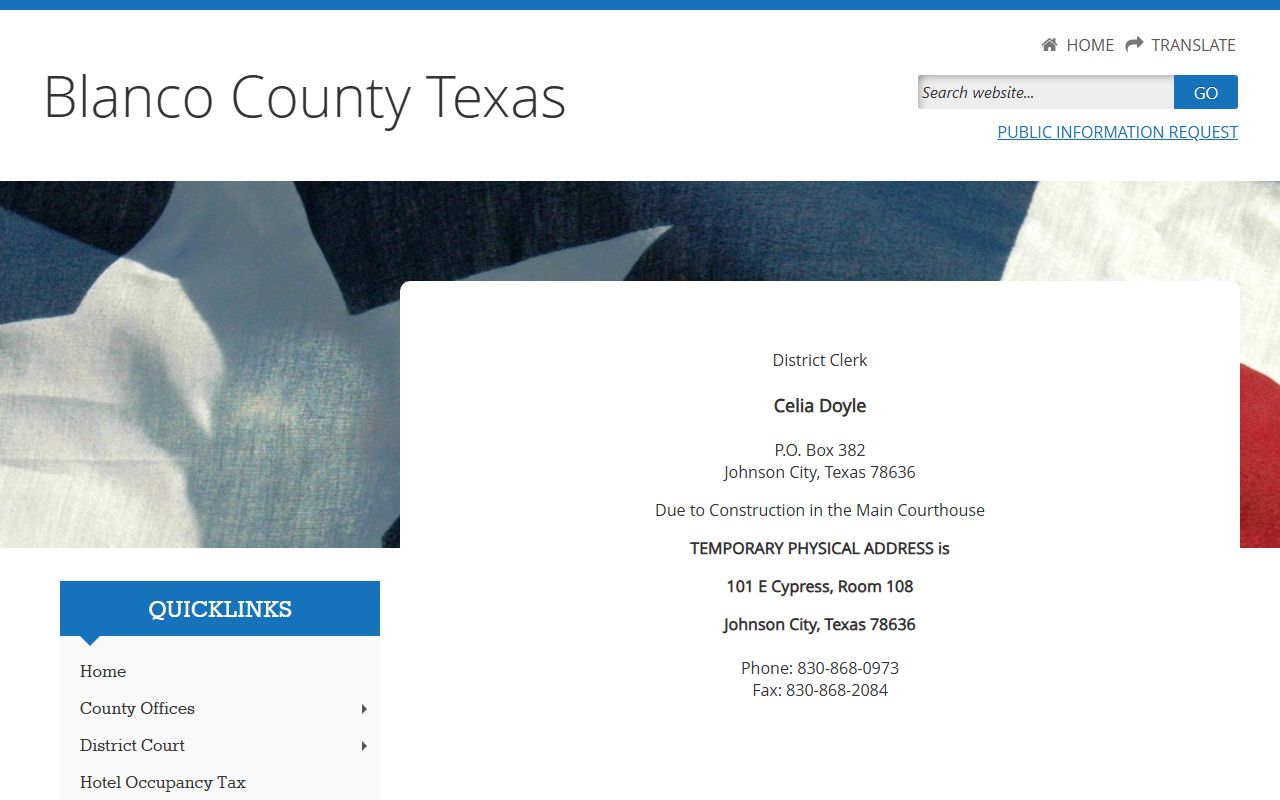 Blanco County divorce records district clerk