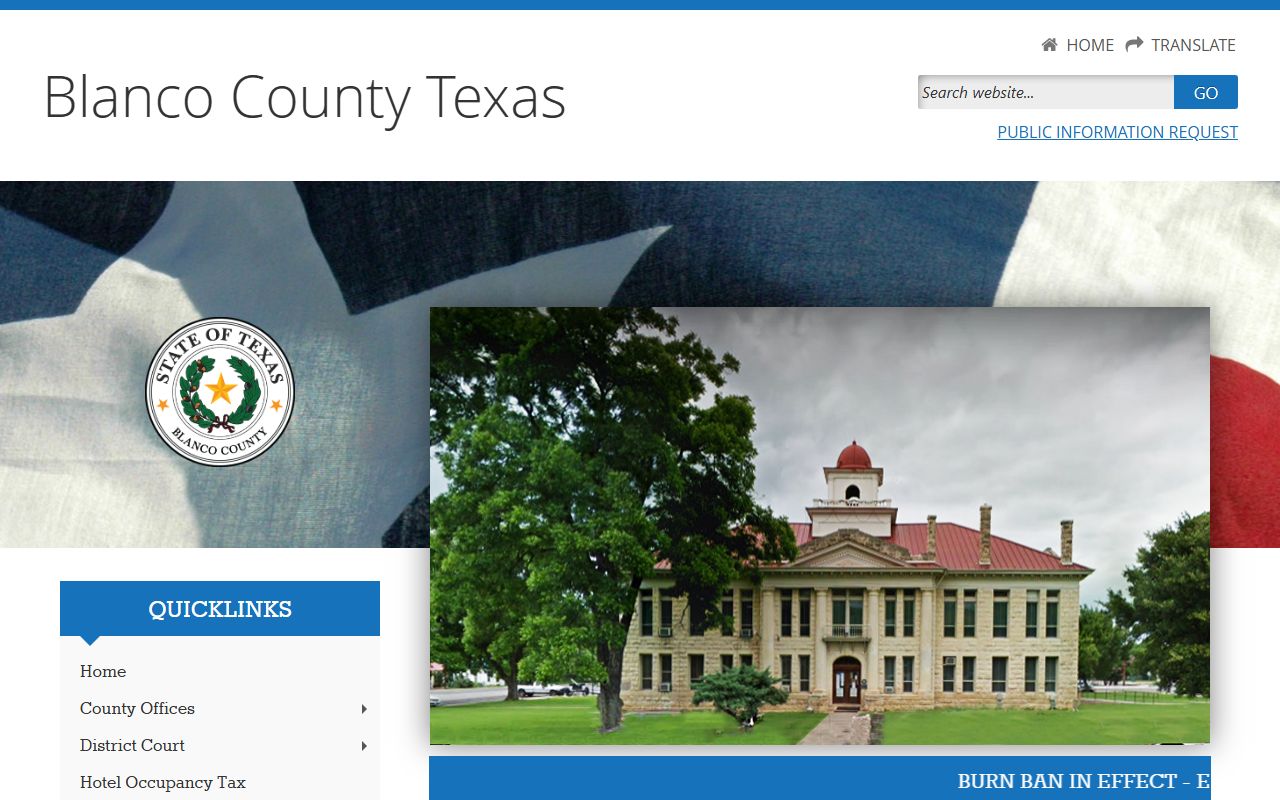 Blanco County homepage divorce records