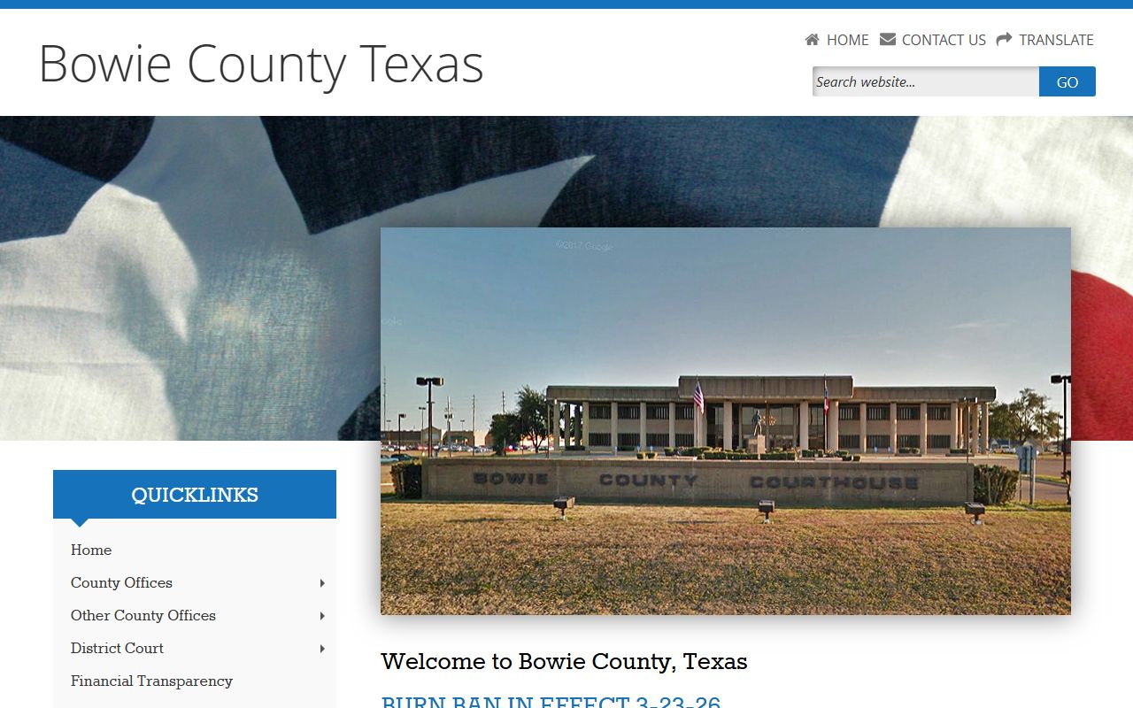 Bowie County homepage divorce records
