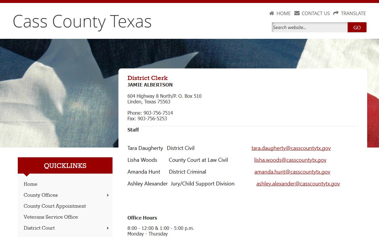 Cass County District Clerk divorce records