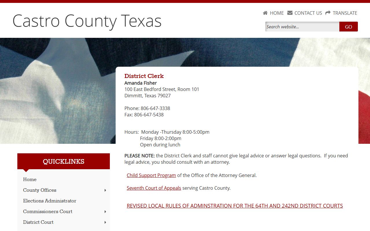 Castro County District Clerk divorce records