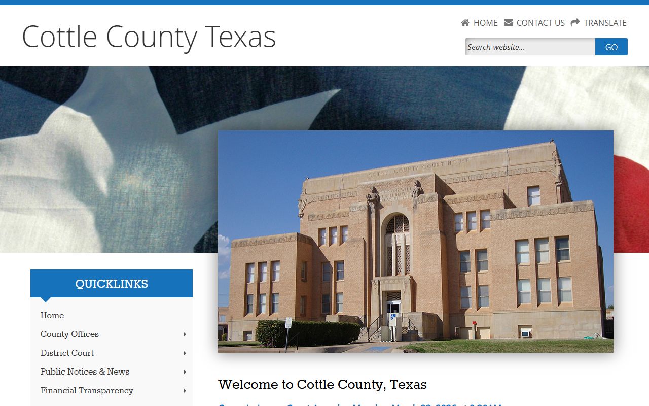 Cottle County homepage for divorce records in Paducah Texas