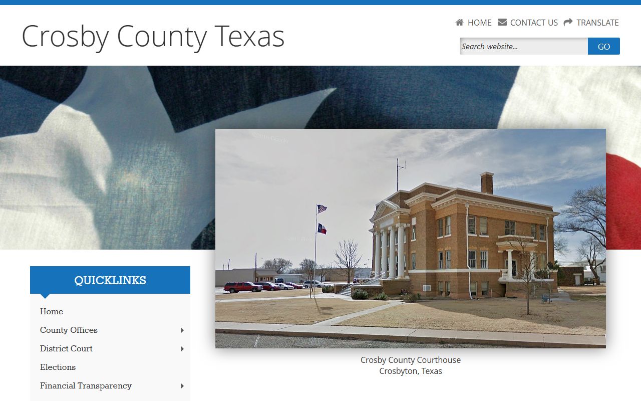Crosby County Texas website showing divorce records access information