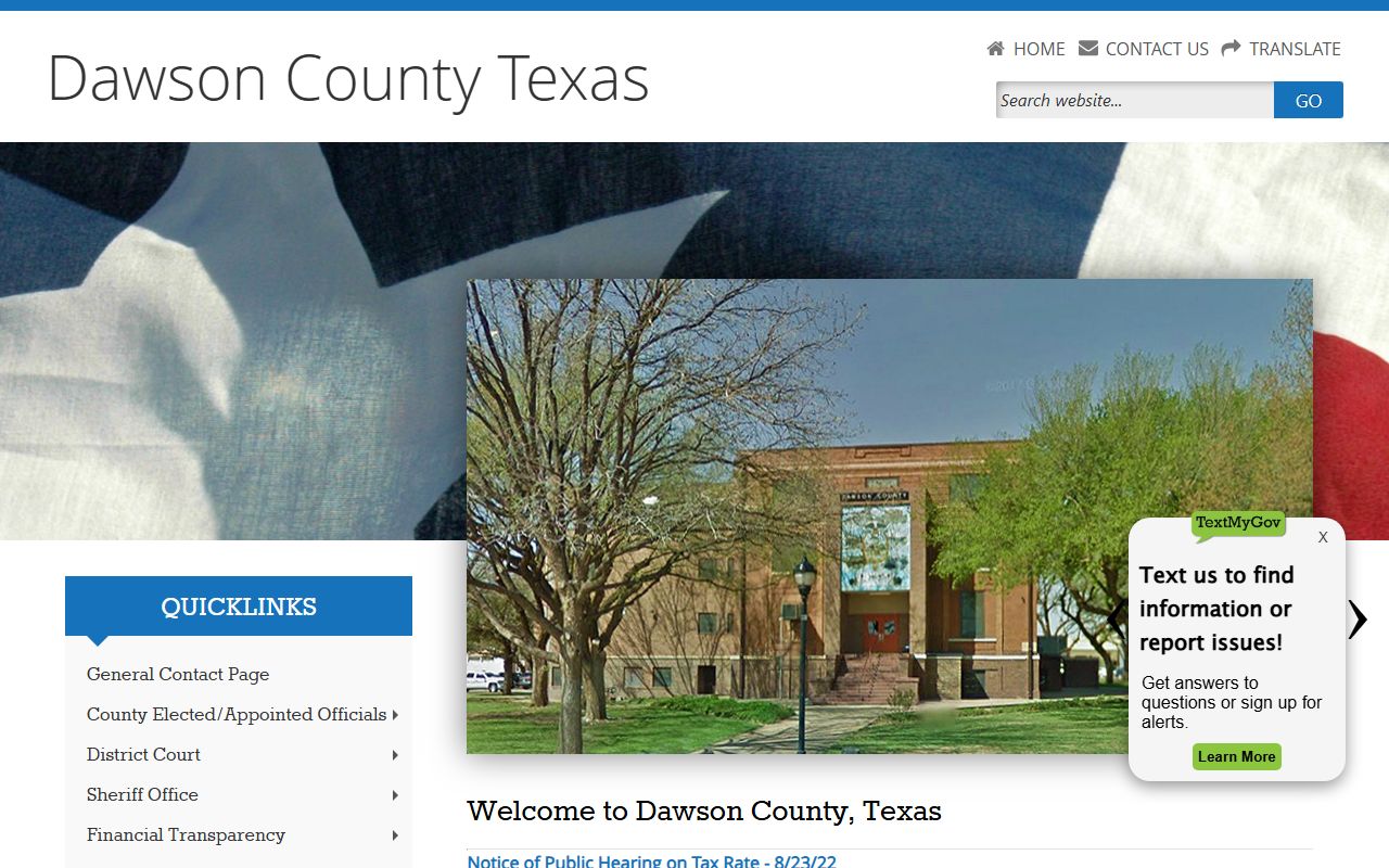 Dawson County Texas county website for divorce records and District Clerk access