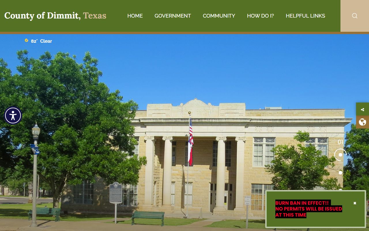 Dimmit County Texas homepage for county offices and divorce record information