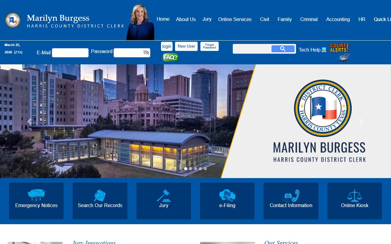 Harris County District Clerk website - Pasadena divorce records