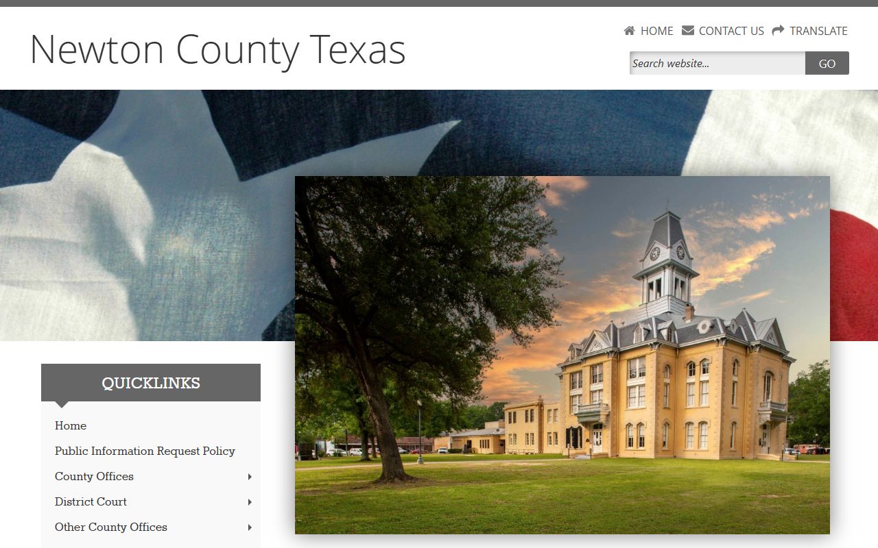Newton County website showing district clerk office hours and contact details for divorce record requests