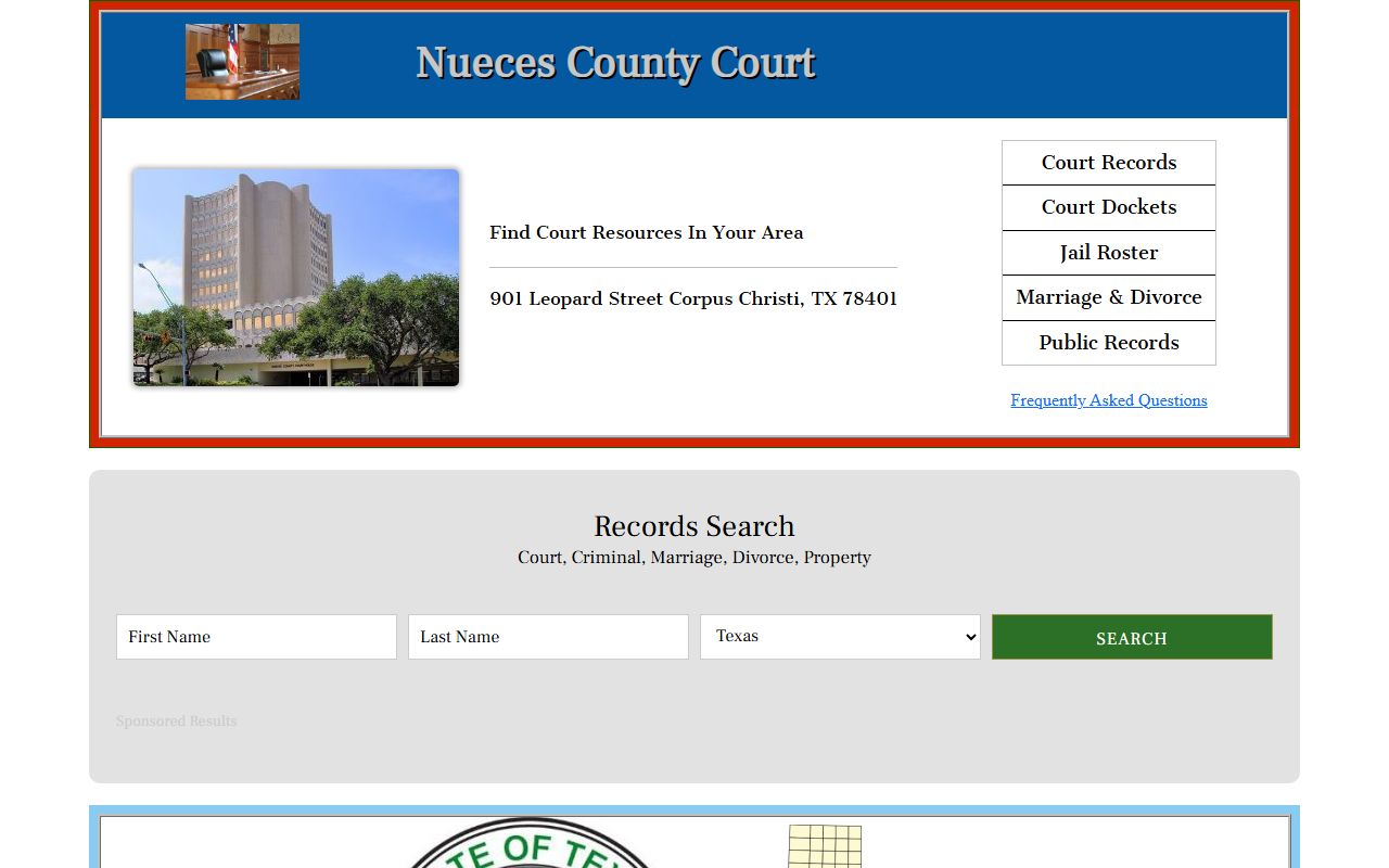 Nueces County court website for divorce records access