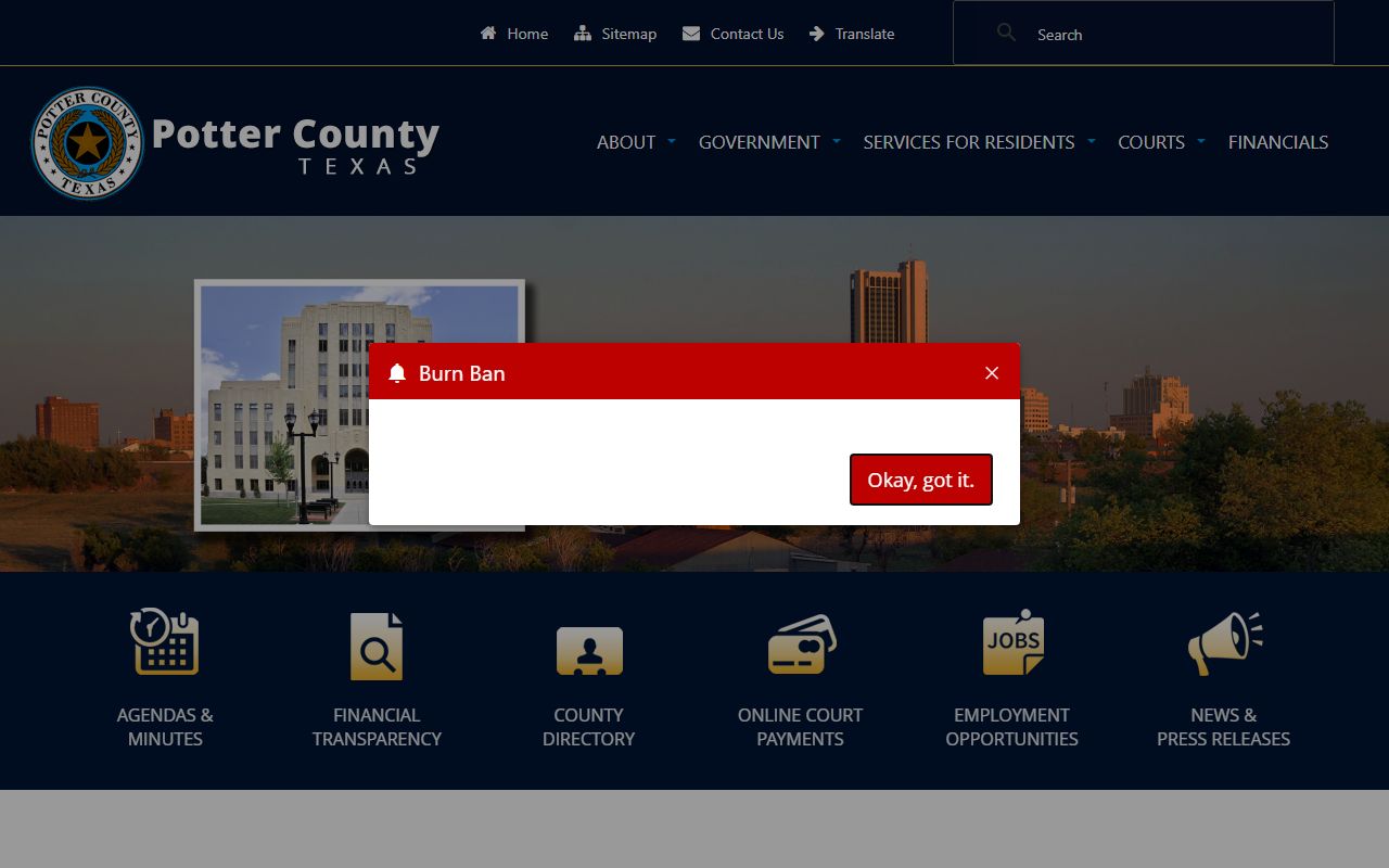 Potter County official website for divorce records access