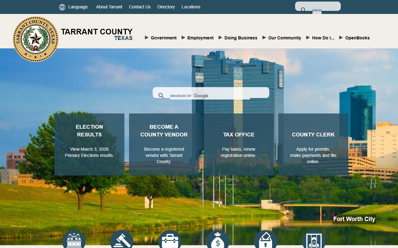 Tarrant County Texas divorce records homepage