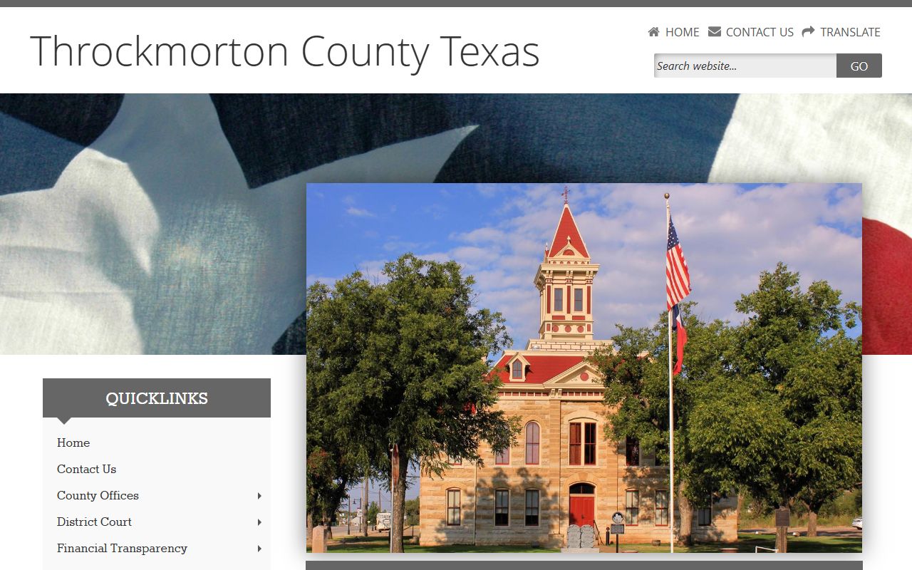 Throckmorton County homepage with divorce records contact information