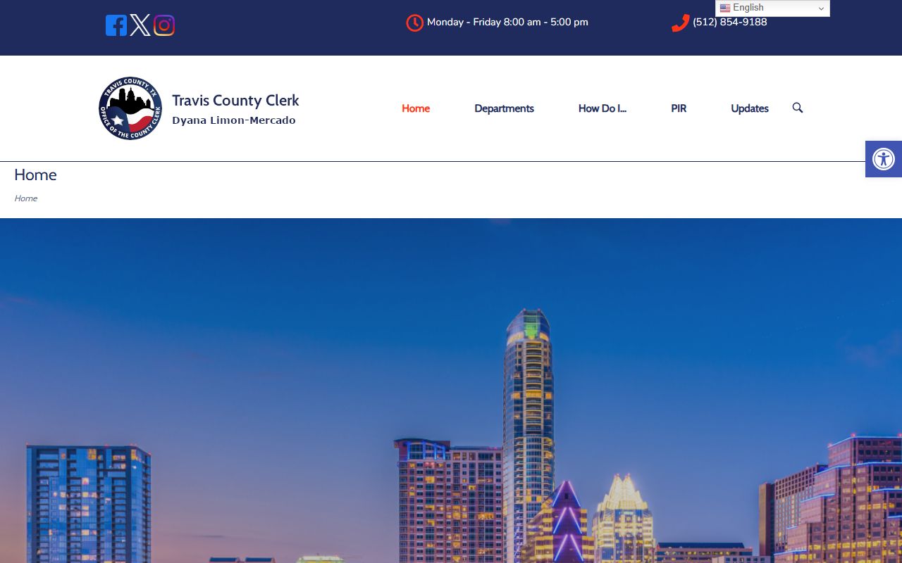 Travis County Clerk website for divorce and vital records in Texas