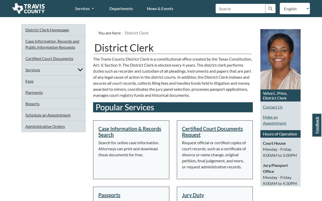 Travis County District Clerk divorce records search portal Austin Texas