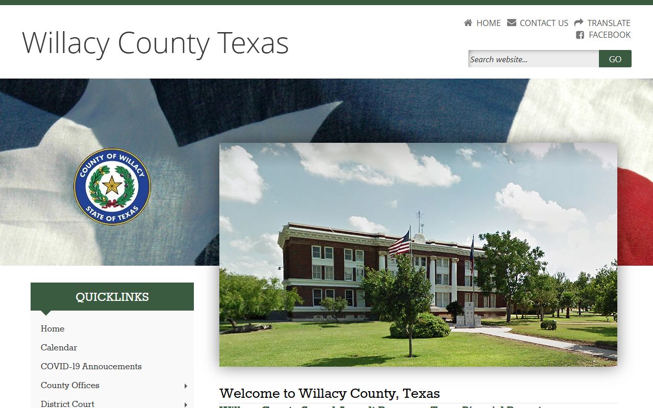 Willacy County homepage for divorce records