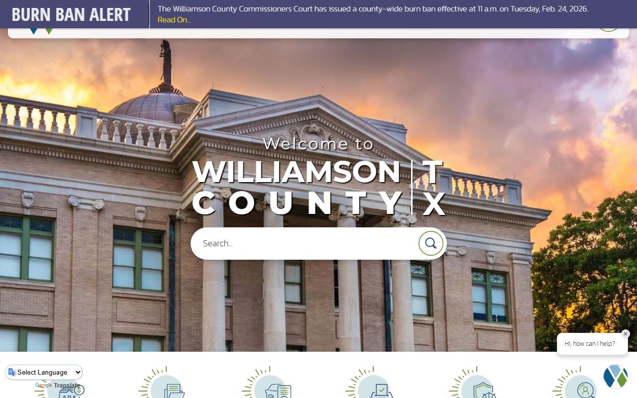 Williamson County homepage for divorce records
