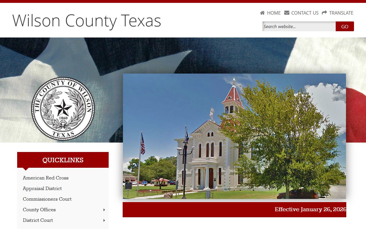 Wilson County homepage for divorce records